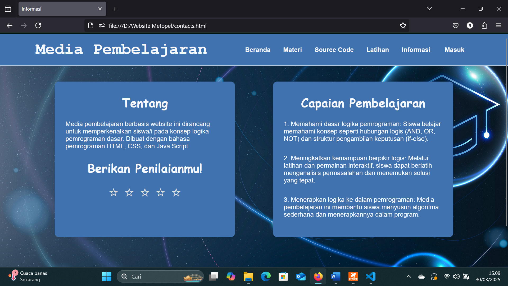 Gambar Proyek Pengembangan Media Pembelajaran Berbasis Website Untuk Meningkatkan Kemampuan Logika Siswa Dalam Pemrograman Dasar